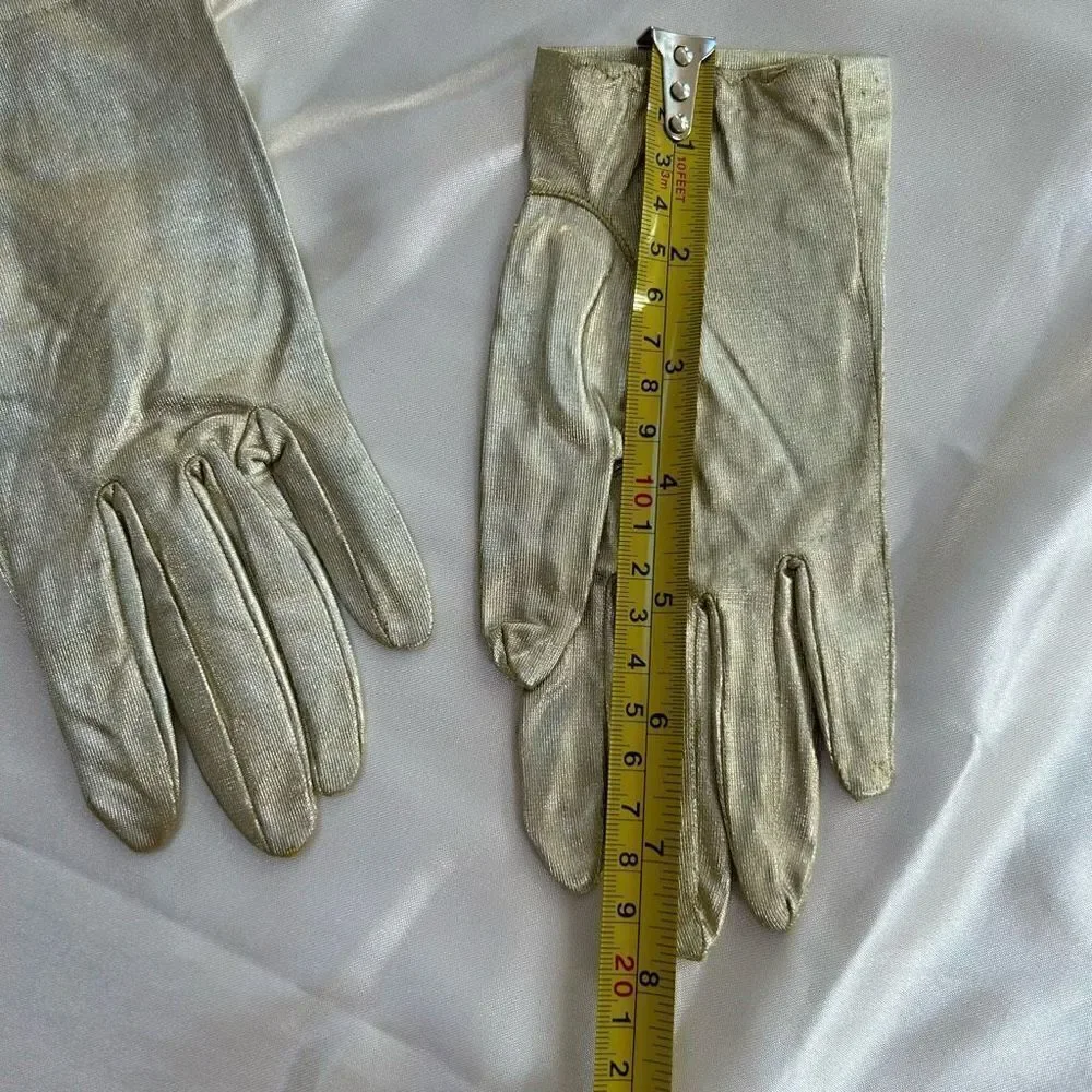 Vintage gold evening gloves XS